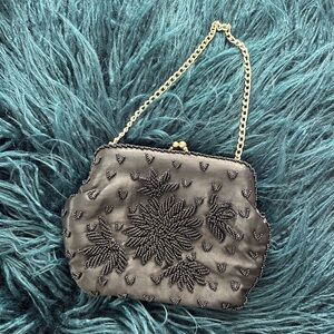 Vintage Walborg Black‎ Beaded Clutch Evening Bag
